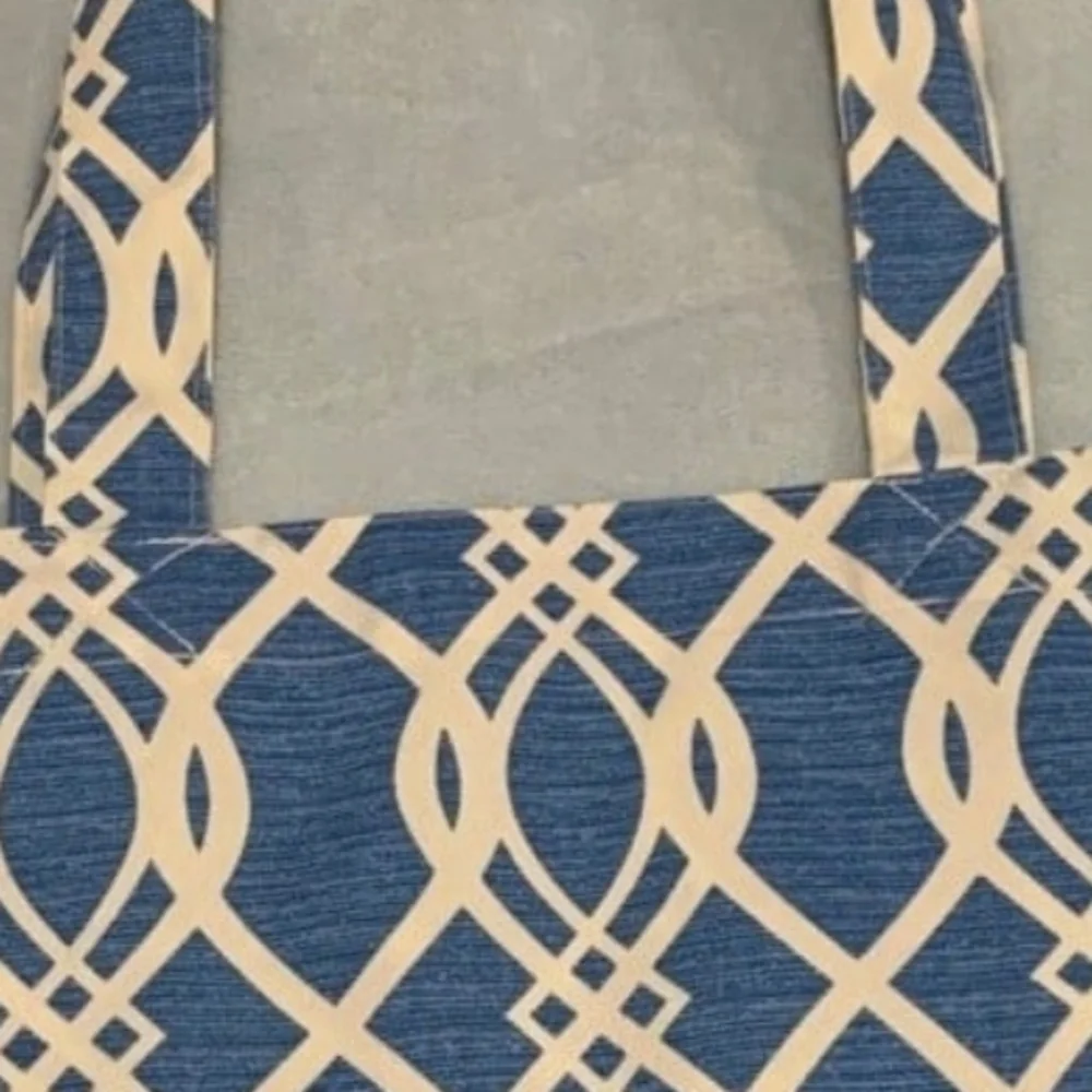 Blue and White Geometric Pattern Tote Bag